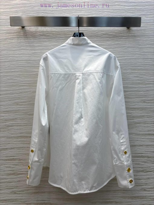 CC75586 Schiaparelli 25 Spring/Summer New Collection Stand Up Collar Gold Buckle Decorated Shir p57tphnx - Image 9