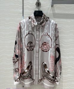 AC69632 Titanium Grey Stieg Pattern Chain Rope Printed Silk Shirt Fully Positioned 100% Silk Tw dskuzxa3