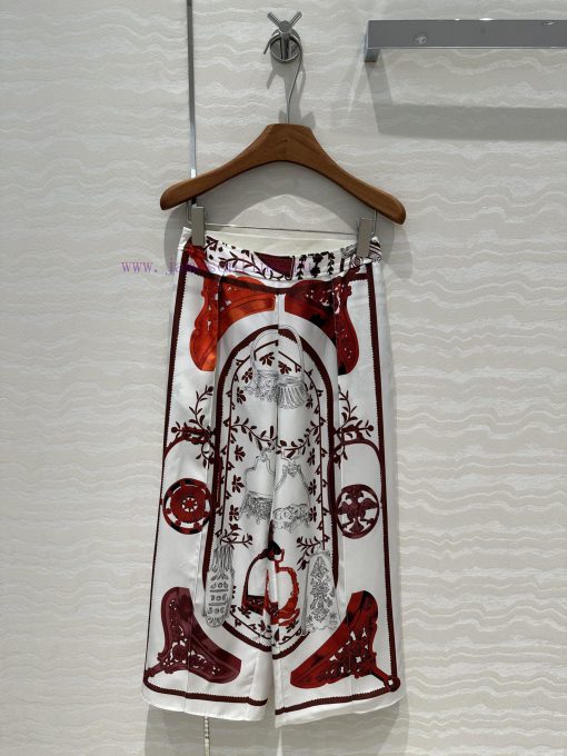 AK70538 H Floral Stirrup Pattern Chain Rope Printed Silk Straight Leg Wide Leg Pants With Full q79jv4lv
