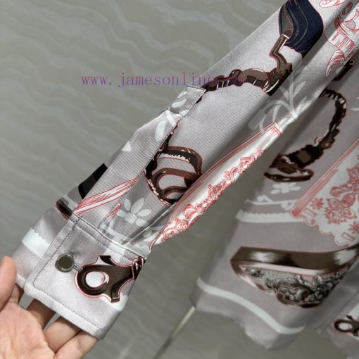 AC69632 Titanium Grey Stieg Pattern Chain Rope Printed Silk Shirt Fully Positioned 100% Silk Tw dskuzxa3 - Image 7