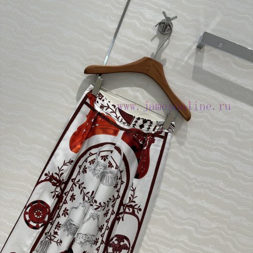 AK70538 H Floral Stirrup Pattern Chain Rope Printed Silk Straight Leg Wide Leg Pants With Full q79jv4lv - Image 3