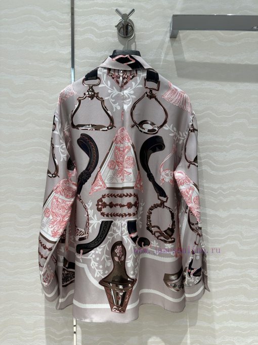 AC69632 Titanium Grey Stieg Pattern Chain Rope Printed Silk Shirt Fully Positioned 100% Silk Tw dskuzxa3 - Image 10