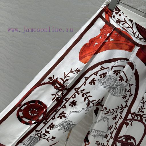AK70538 H Floral Stirrup Pattern Chain Rope Printed Silk Straight Leg Wide Leg Pants With Full q79jv4lv - Image 6