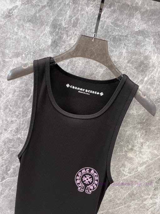 ZT60265 Chorme Heart 25Ss Early Spring New Cross Horseshoe Printed Tank Top | Produced Overall azgnxtv5 - Image 4