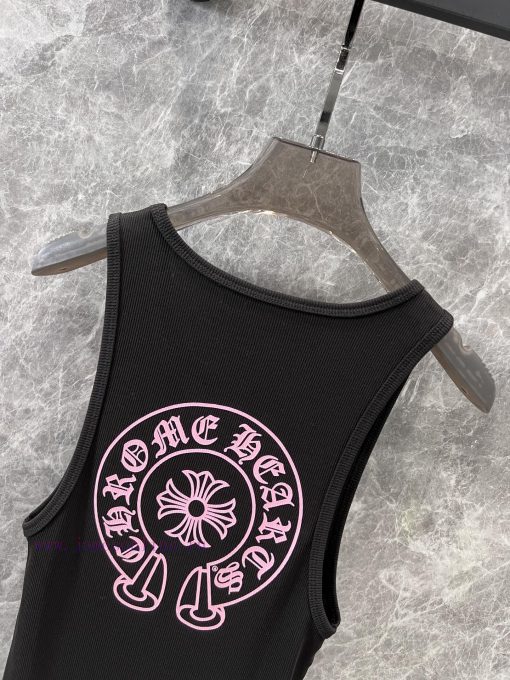 ZT60265 Chorme Heart 25Ss Early Spring New Cross Horseshoe Printed Tank Top | Produced Overall azgnxtv5 - Image 5
