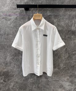 ZT60267 Miumi * 25Ss Early Spring New Classic Black And White Logo Commuting White Shirt | YB D tjlgkq5j