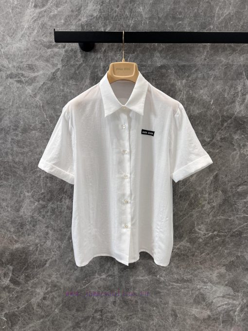ZT60267 Miumi * 25Ss Early Spring New Classic Black And White Logo Commuting White Shirt | YB D tjlgkq5j - Image 2