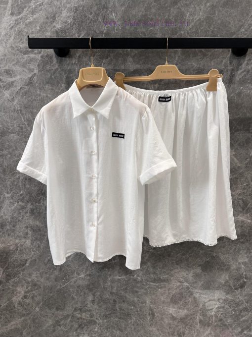 ZT60267 Miumi * 25Ss Early Spring New Classic Black And White Logo Commuting White Shirt | YB D tjlgkq5j - Image 9