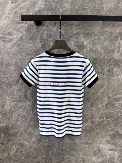 ZT60268 Valentino 25Ss Early Spring New Contrasting Striped Knitted Short Sleeved Top | Produce pmb2haw1 - Image 3