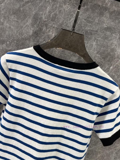 ZT60268 Valentino 25Ss Early Spring New Contrasting Striped Knitted Short Sleeved Top | Produce pmb2haw1 - Image 5