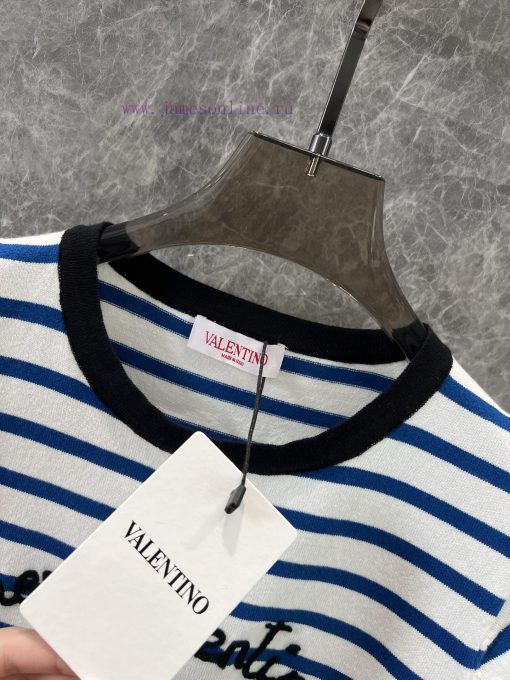 ZT60268 Valentino 25Ss Early Spring New Contrasting Striped Knitted Short Sleeved Top | Produce pmb2haw1 - Image 9