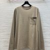 CT75610 Miu Miu 25 Early Spring New Item Single Pocket Striped Long Sleeved T-shirt With Embroi ypo00gt1