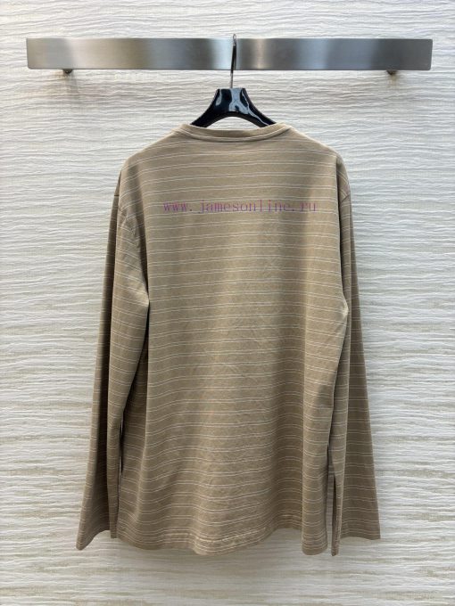 CT75610 Miu Miu 25 Early Spring New Item Single Pocket Striped Long Sleeved T-shirt With Embroi ypo00gt1 - Image 9