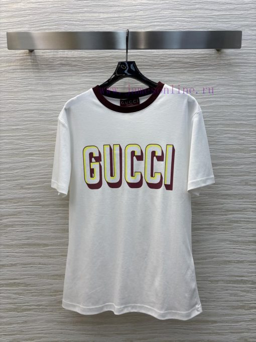 CT75612 Gucci 25 Early Spring New Collection Color Blocked Edge Double G Printed Short Sleeve R qgx1kw00 - Image 2
