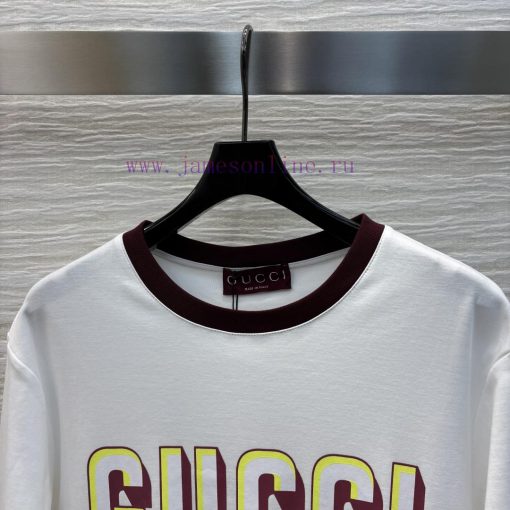 CT75612 Gucci 25 Early Spring New Collection Color Blocked Edge Double G Printed Short Sleeve R qgx1kw00 - Image 3
