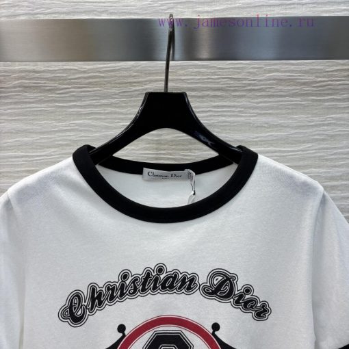 CT75615 Dior 25 Early Spring New Item Contrasting Color Edging Number 8 Printed Short Sleeved R 6mp95d59 - Image 3