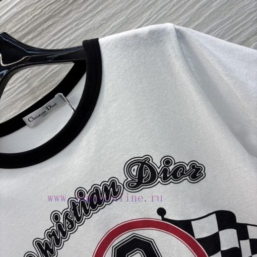 CT75615 Dior 25 Early Spring New Item Contrasting Color Edging Number 8 Printed Short Sleeved R 6mp95d59 - Image 5