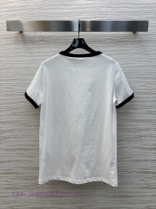 CT75615 Dior 25 Early Spring New Item Contrasting Color Edging Number 8 Printed Short Sleeved R 6mp95d59 - Image 9