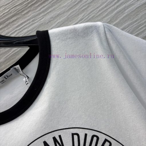CT75613 Dior 25 Early Spring New Color Blocked Edge Tennis Racket Print Short Sleeved Round Nec 48t4f4wd - Image 6