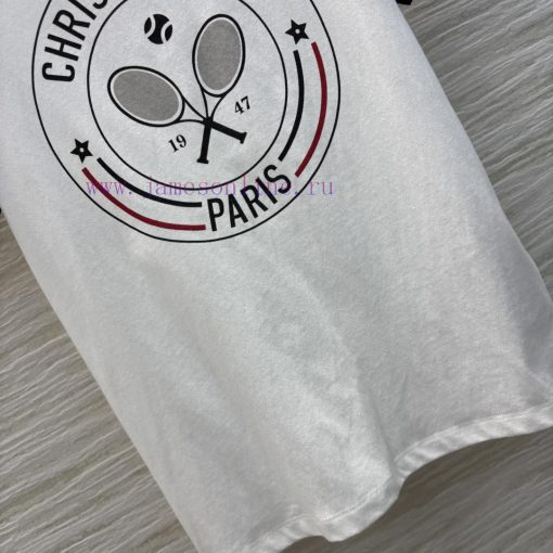 CT75613 Dior 25 Early Spring New Color Blocked Edge Tennis Racket Print Short Sleeved Round Nec 48t4f4wd - Image 7