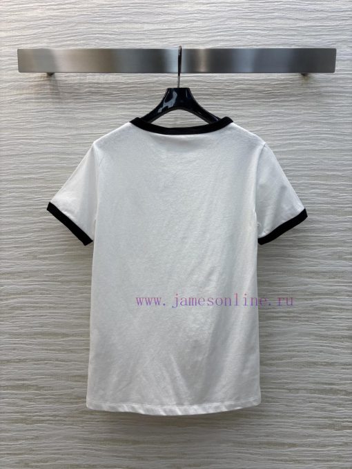 CT75613 Dior 25 Early Spring New Color Blocked Edge Tennis Racket Print Short Sleeved Round Nec 48t4f4wd - Image 9