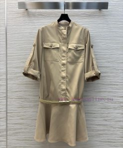 CL75622 Loewe 25 Early Spring New Style Loose And Slimming Workwear Dress Khaki Workwear Style yezxhjt1