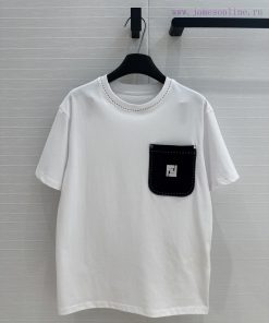 BT75652 Fendi25 Spring/Summer New Product Embroidered Logo Cowboy Pocket Decoration Short Sleev shdkwdwl