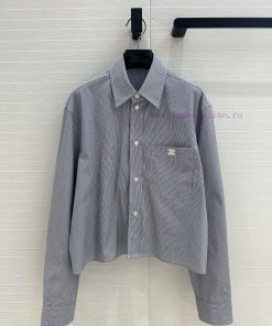 Highly Recommended BC75656 Cel * 25 Early Spring New Product Blue Striped Short Shirt Loose H-v eg8a5yzq