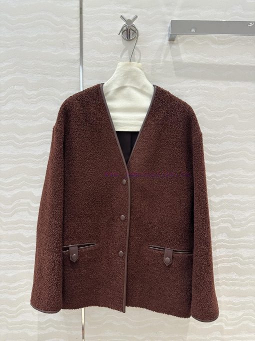 AW72239 Prada's Smart And Stylish Looped Woolen Jacket With 100% Sheepskin Edge Craftsmanship C q6hf4fqc - Image 2