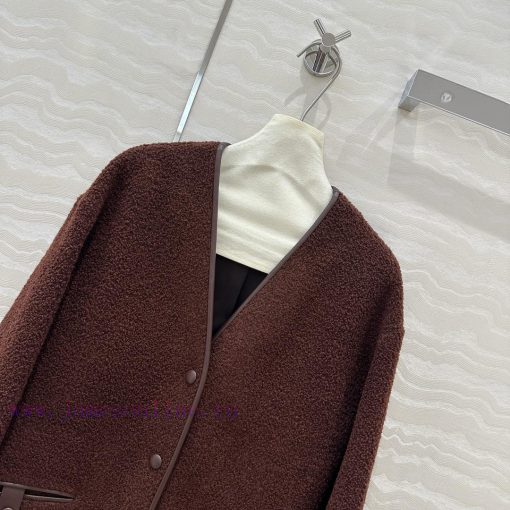 AW72239 Prada's Smart And Stylish Looped Woolen Jacket With 100% Sheepskin Edge Craftsmanship C q6hf4fqc - Image 3