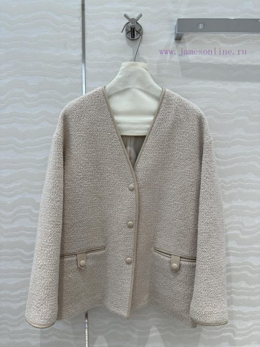 AW72239 Prada's Smart And Stylish Looped Woolen Jacket With 100% Sheepskin Edge Craftsmanship C hv6nghug