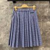 ZB60278 Miumi * 25Ss Spring/Summer New Collection Continues Miu Tone Blue Checkered Pleated Hal xu3g0gdu