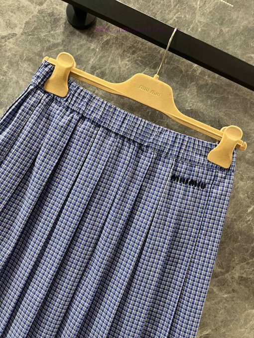 ZB60278 Miumi * 25Ss Spring/Summer New Collection Continues Miu Tone Blue Checkered Pleated Hal xu3g0gdu - Image 4