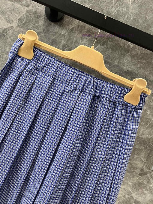 ZB60278 Miumi * 25Ss Spring/Summer New Collection Continues Miu Tone Blue Checkered Pleated Hal xu3g0gdu - Image 5