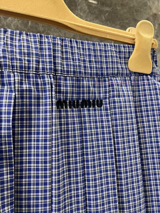 ZB60278 Miumi * 25Ss Spring/Summer New Collection Continues Miu Tone Blue Checkered Pleated Hal xu3g0gdu - Image 6