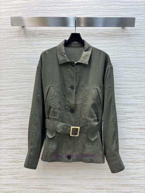 25 Early Spring New CC75669 Deep Green Linen Waist Shirt Customized Linen Fabric Texture Standi qucwunm5 - Image 2