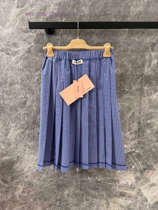 ZB60278 Miumi * 25Ss Spring/Summer New Collection Continues Miu Tone Blue Checkered Pleated Hal xu3g0gdu - Image 9