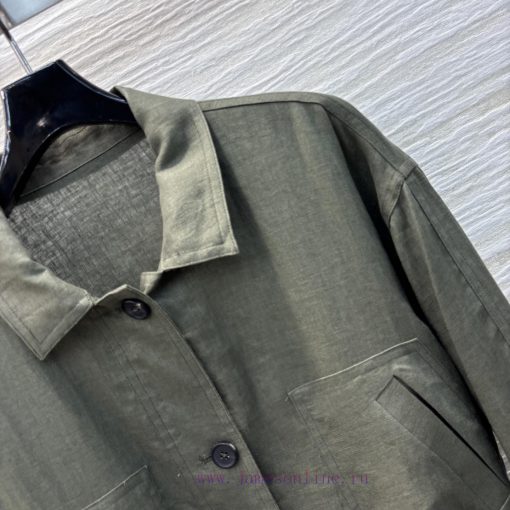 25 Early Spring New CC75669 Deep Green Linen Waist Shirt Customized Linen Fabric Texture Standi qucwunm5 - Image 5