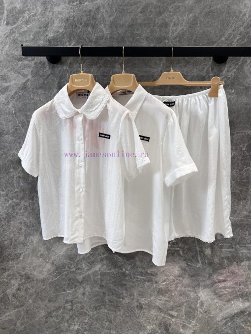ZC60279 Miumi * 25Ss Spring/Summer New Intelligent Molecular College Style Double Collar White 16mblyj8 - Image 9