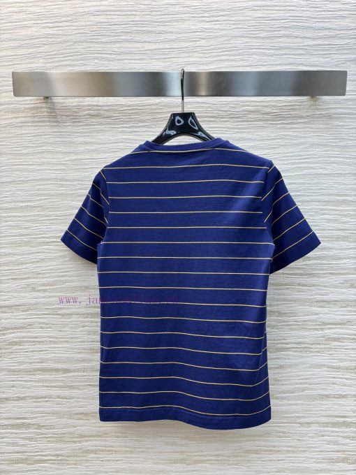 CT75672 Miu Miu 25 Early Spring New Item Single Pocket Striped Short Sleeved T-shirt With Embro u5s7ggne - Image 9