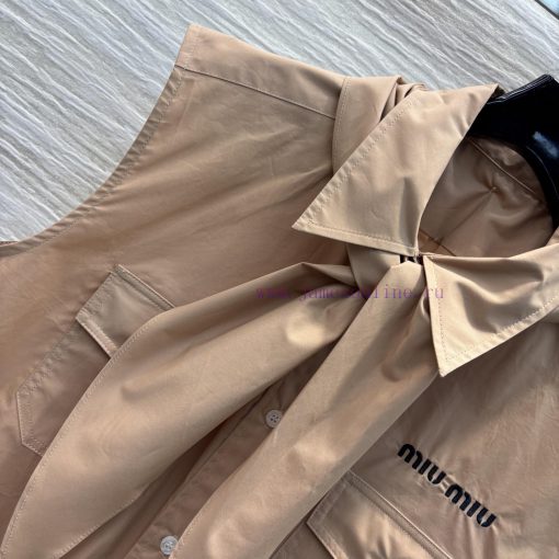 CC75673 Miu Miu 25 Early Spring New Item Tie Decoration Lapel Sleeveless Shirt Basic Loose Slee ecmd97v0 - Image 4