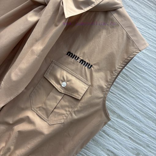 CC75673 Miu Miu 25 Early Spring New Item Tie Decoration Lapel Sleeveless Shirt Basic Loose Slee ecmd97v0 - Image 8