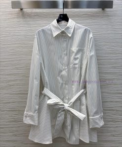 CL75678 Loewe 25 Spring/Summer Striped Shirt Style Dress With A High-end Feel And A Light Luxur i5qzx5z3