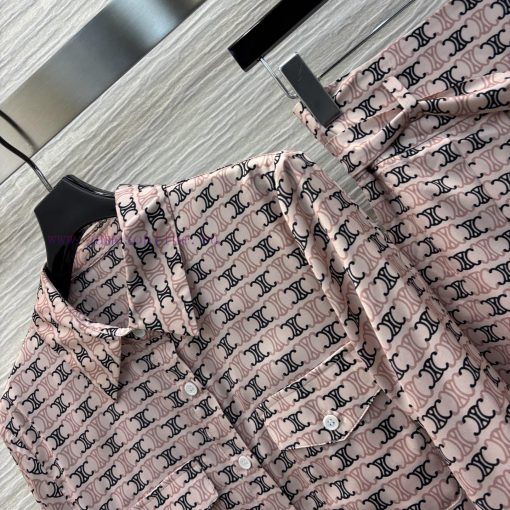 CT75679 Celine 25 Early Spring New Collection Arc De Triomphe Printed Set Collar Shirt+Knot Ski n8lut97p - Image 5