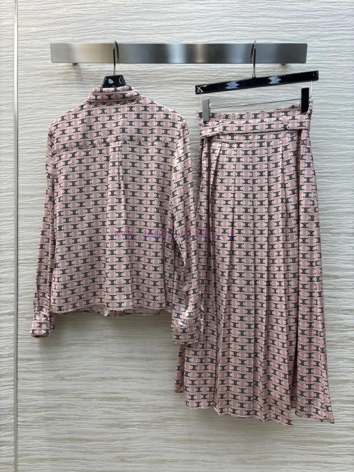 CT75679 Celine 25 Early Spring New Collection Arc De Triomphe Printed Set Collar Shirt+Knot Ski n8lut97p - Image 9