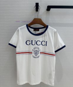 BT75687 Gucci25s Early Spring New Product Blue Letter Short Sleeved T-shirt Imported Pure Cotto 9h9mv2cg