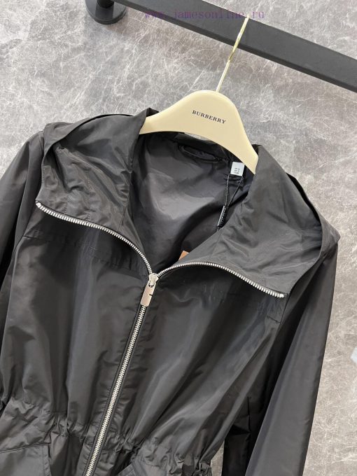 ZW60285 Burberry 25Ss Early Spring New Waist Double Zipper Hoodie Coat | The Fabric Texture Of uhgesemf - Image 5