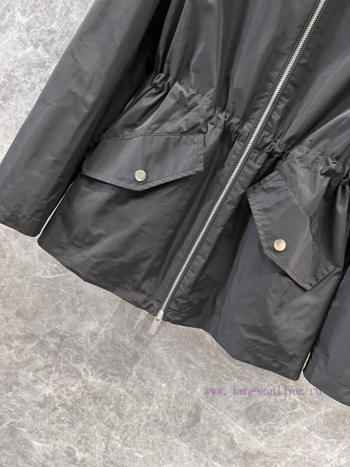 ZW60285 Burberry 25Ss Early Spring New Waist Double Zipper Hoodie Coat | The Fabric Texture Of uhgesemf - Image 7