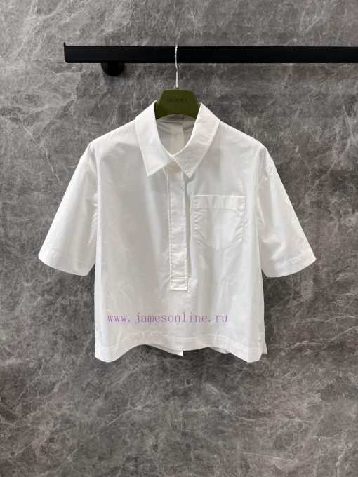 ZC60288 Gucci 25Ss Early Spring New Letter Embroidered Collar Half Button Short Sleeve Shirt 丨 g2xzjin2 - Image 2