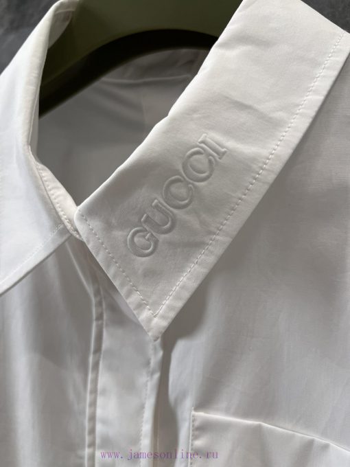 ZC60288 Gucci 25Ss Early Spring New Letter Embroidered Collar Half Button Short Sleeve Shirt 丨 g2xzjin2 - Image 6